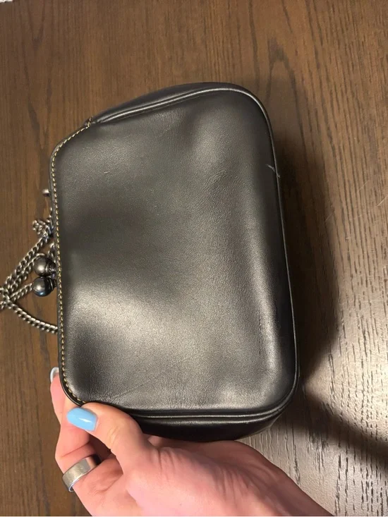 Coach Black Leather Floral Appliqué Crossbody with Chain Strap - Picture 2 of 3